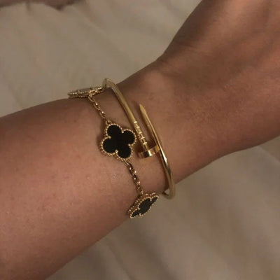 CLOVER | Black/Gold Bracelet